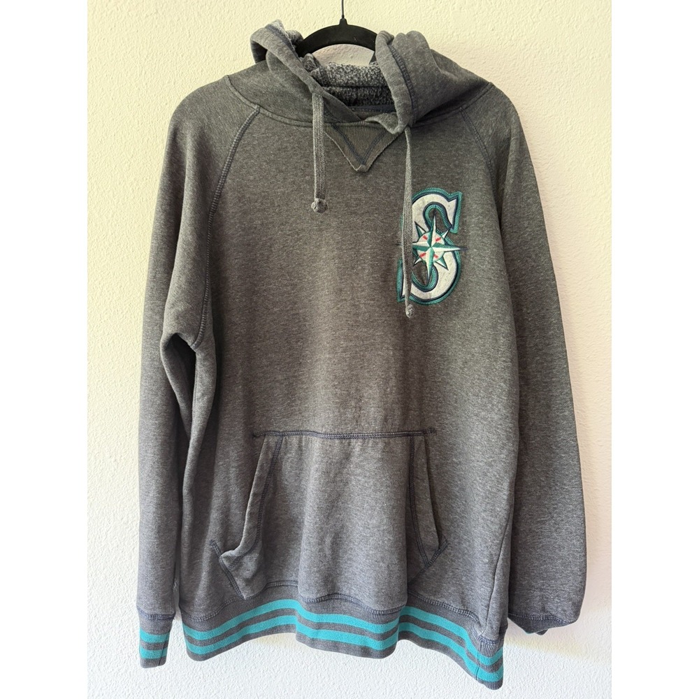 Stitches MLB Seattle Mariners Long Sleeve Hoodie Pullover Gray Adults Sweatshirt